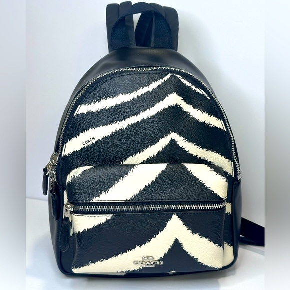 COACH Charlie Zebra Print Mini Backpack - Picture 1 of 13